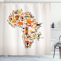 Rideau de douche / Style Carte d'Afrique multicolore